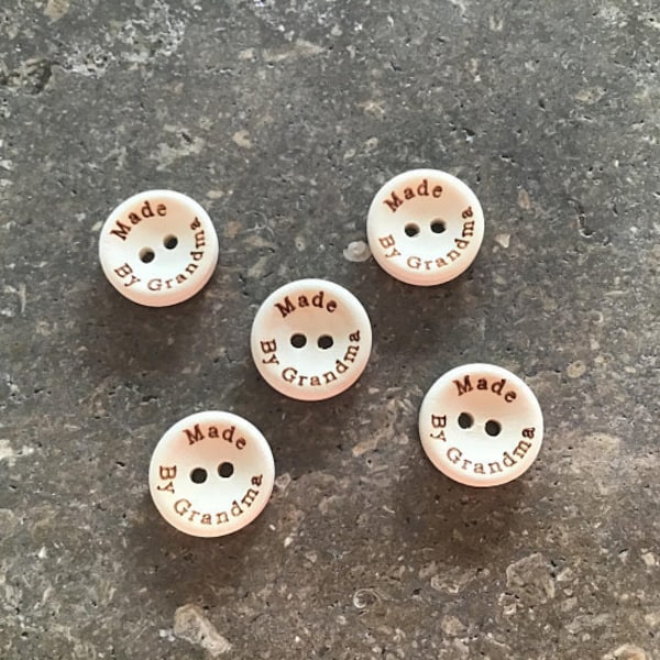 Ten Round Wooden Baby Buttons - Made By Grandma - Size 15mm