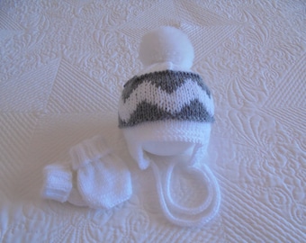 Instant download knitting pattern - unisex baby hat and mittens makes one size 0 to 6 months