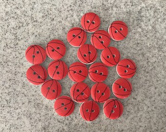 Twenty Sports Buttons - Basketball -  Size 15mm