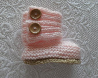 Instant download knitting pattern baby booties, baby girl booties -makes three sizes - quick and easy