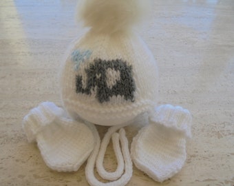 Instant download knitting baby boy hat elephant and mittens  unisex hat pattern pdf makes four sizes