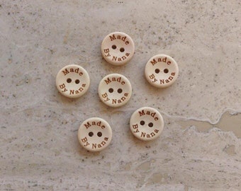 Ten Round Wooden Buttons - Made By Nana - Size 15mm