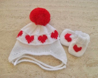 Instant download knitting pattern baby hat & mittens set - quick easy makes four sizes