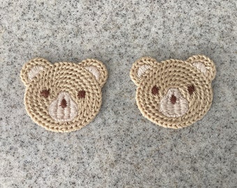 Two Bear Appliqué - Size 3.5cms - Light Brown