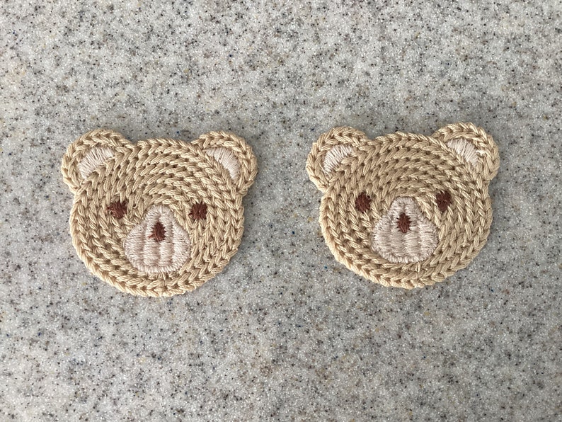 Two Bear Appliqué Size 3.5cms Light Brown image 1