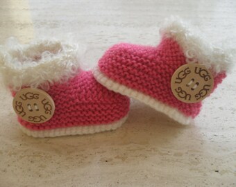 Instant download knitting pattern baby girl booties, baby girl boots -quick easy makes three sizes