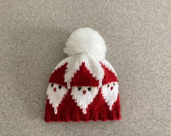 Knitting Pattern Santa Hat Makes 6 Sizes 0 to 5 Years. Plus Adult Size