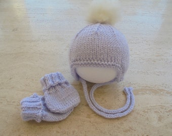 Instant download knitting pattern - baby hat and mittens makes four sizes