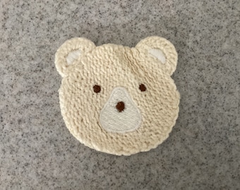 Crochet Bear Appliqué - Size 6cms x 6cms - Cream