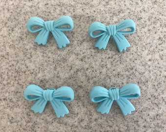 Four Blue Bow Buttons - Size 28mm - 2.8cms