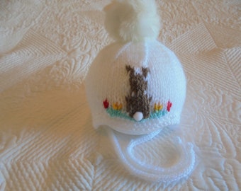 Instant download knitting pattern baby hat unisex, bunny hat, rabbit hat - 0 to 5 yrs  makes four sizes