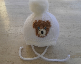 Instant download knitting pattern baby hat unisex,  baby bear hat - makes 4 sizes 0 to 5 years