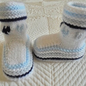 Instant download knitting pattern baby boy booties - makes three sizes quick easy