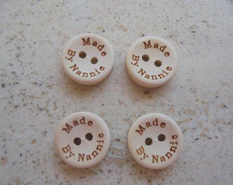 Ten Round Wooden Baby Buttons - Made By Nannie Size 15mm