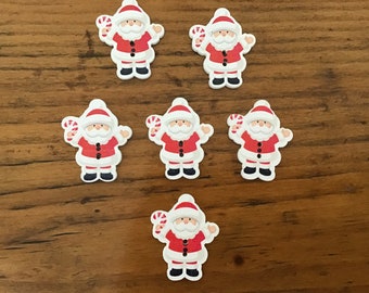 Six Santa Claus Buttons - Christmas Buttons - Size 3cms