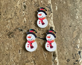 Six Snowman Buttons - Christmas Buttons - Size 3cms