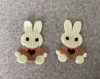 Two Crochet Bunny Appliqué - 5cms