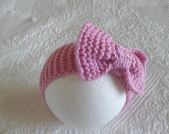 Knitted Baby Girl Bow Headband n- Size 3 to 6 Months