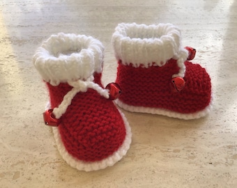 Instant download knitting pattern baby  booties, santa booties -quick easy makes three sizes ready made booties available.