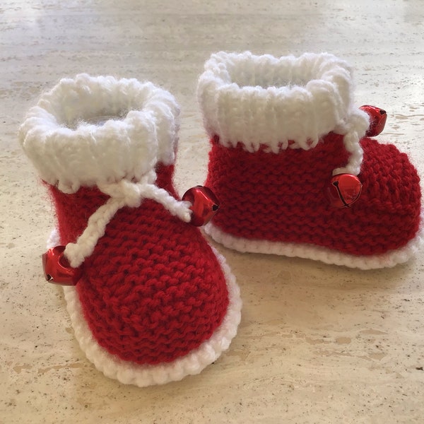 Instant download knitting pattern baby  booties, santa booties -quick easy makes three sizes ready made booties available.