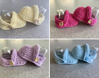 Patrón de tejido para zapatos de bebé sin cordones: patrón rápido y fácil (3 tallas)