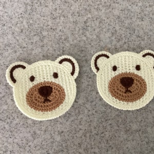 Two Crochet Bear Appliqué - Cream - Size 6cms