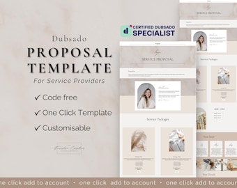 Dubsado Proposal One Click Template for Service Providers | CODE FREE | Dubsado Form | Client Proposal | Pricing Guide | Service Guide