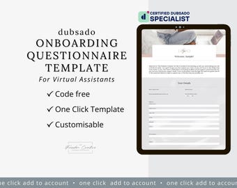 Dubsado One Click Onboarding Template für Virtuelle Assistenten | CODE FREE | Dubsado Fragebogen, Welcome Pack, Dubsado Form, Welcome Guide