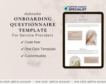 Dubsado One Click Onboarding Fragebogen Template für Dienstleister | CODE FREE | Willkommenspaket | Dubsado Form | Herzlich Willkommen