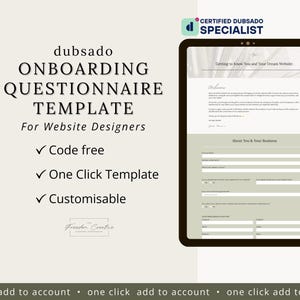Modello di onboarding Dubsado per web designer / Modello di questionario Dubsado / Pacchetto di benvenuto / Modulo Dubsado / Modello di guida di benvenuto