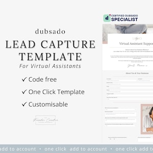 Dubsado One Click Lead Capture Form Template for Virtual Assistants | CODE FREE Dubsado Template | Virtual Assistant | Dubsado Form