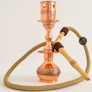 Copper Hookah, Shisha, Engraved Copper, Water Pipes, Hand Carved Pure Copper, 100% Handmade Narghile, Total Height: 13.5&quot; ( Small )