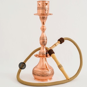 Copper Hookah, Engraved Copper Shisha, Hand Carved Pure Copper Water Pipes, 100% Handmade Narghile, Total Height: 19.5&quot; ( Large )