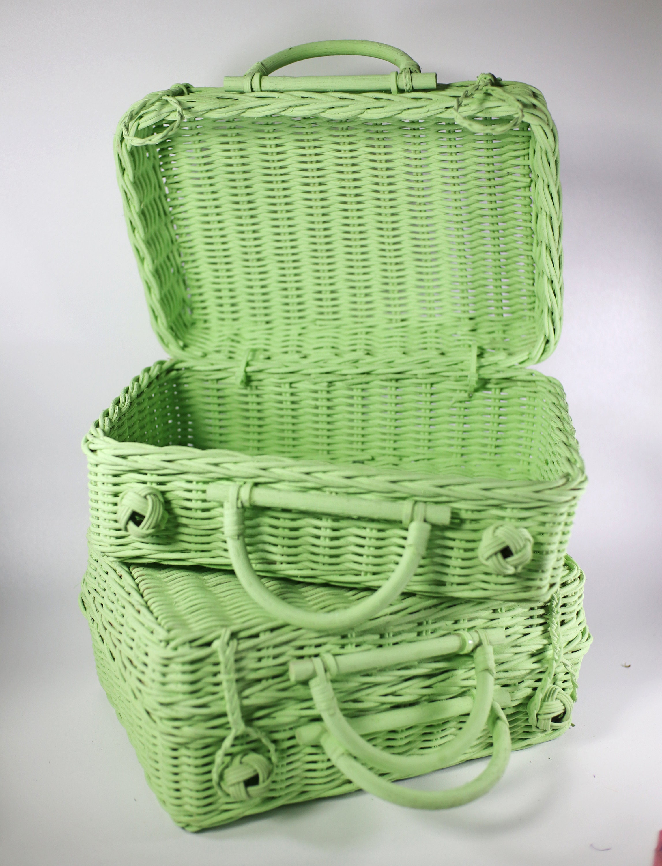 Handmade Green Vintage Rattan Suitcase Home decor/ Flower Etsy