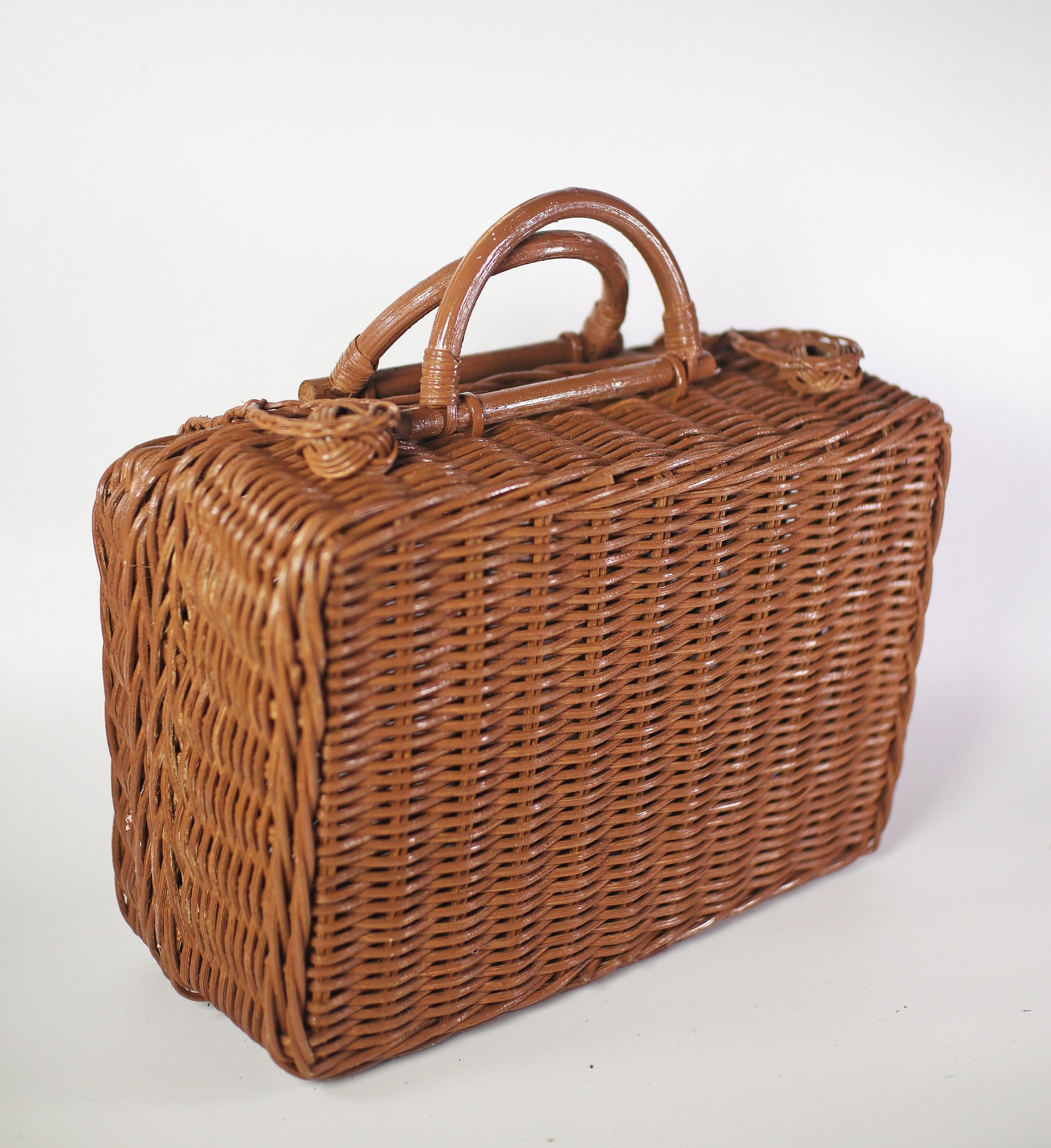 Handmade Green Vintage Rattan Suitcase Home decor/ Flower Etsy