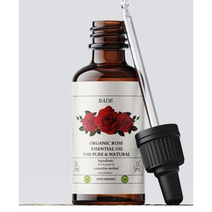 Aceite esencial de rosa puro 100 % natural. Aroma floral lujoso para el cuidado de la piel, aromaterapia y elaboración de perfumes. Calmante y estimulante.