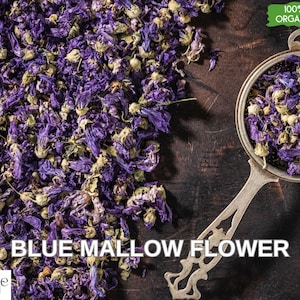 Tè di fiori di malva blu essiccati biologici al 100% - 5 oz 150 gr / Malva Sylvestris / Tè di malva blu / Tisana / Erba essiccata / Erba biologica /