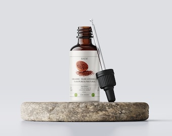 Aceite de linaza orgánico 100 % puro y natural, prensado en frío - Aceite de aromaterapia, aceite de semilla de lino Linum Usitatissimum
