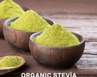 Natural  Organic  100% Organic Stevia Powder - Natural Sweetener - Zero Calorie Sugar Substitute - Perfect for Baking and Beverages 1 -4 oz