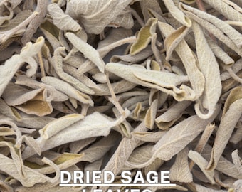 Hojas de salvia secas orgánicas / Hierba para cocinar, preparar té y purificar / Perfecta para especias, rituales y remedios caseros / Recién seca, 5 oz (150 g)