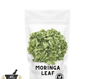 Chá de folhas de Moringa orgânicas cortadas, 100% puro, 150 g | Chá de ervas natural e rico em nutrientes | Perfeito para saúde e bem-estar, reforço antioxidante