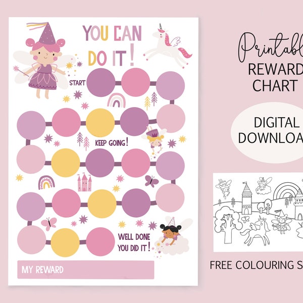 Printable Reward Charts for Kids Editable Reward Chart Print at Home Fairytale Themed Star Chart Behavior Chart for Children