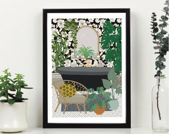 Bathroom Print - Botanical Art - Botanical Bathroom Print - Boho Bathroom - Wall Art