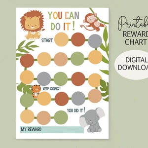 Printable Reward Charts for Kids Editable Reward Chart Print at Home Jungle Themed Star Chart Behavior Chart for Children