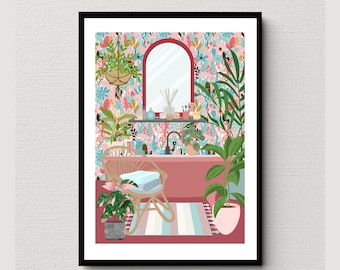 Badezimmer-Druck, buntes Bad, Badezimmer-Dekor, Badezimmer-Wandkunst