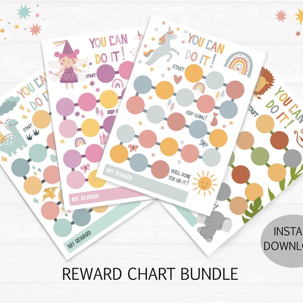 Reward Chart Bundle - Four Reward Charts for all the Family - Children’s Reward Charts - Behaviour Chart