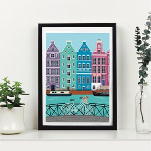 Amsterdam Print - Amsterdam Art Print - Colourful Amsterdam Print - A4 & A3 sizes