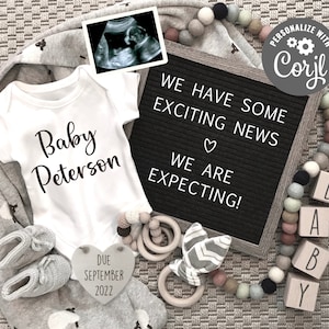 Digital Pregnancy Announcement - Instant Download Baby announcement - Pregnancy Reveal -Gender Neutral Editable Letterboard for Social Media