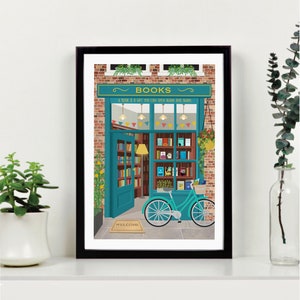 Bookshop Print - Book Lovers Print - Art for book lovers - Art for readers -Literary Print - Cosy Bookshop