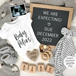 Digital Pregnancy Announcement Instant Edit Social Media Announcement Gender Neutral Editable Letterboard Edit Yourself